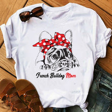 Load image into Gallery viewer, Vintage French bulldog mom print white t shirt women dog lover tee shirt femme summer top female t-shirt camisetas mujer tshirts