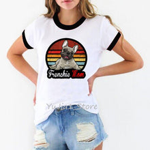 Load image into Gallery viewer, Vintage French bulldog mom print white t shirt women dog lover tee shirt femme summer top female t-shirt camisetas mujer tshirts