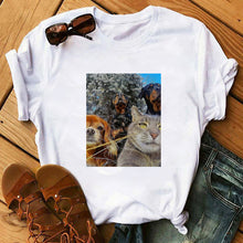 Load image into Gallery viewer, Cute Cat T Shirt Women Casual Funny Print Tshirt Harajuku Kawaii Fashion T-shirt Summer Short Sleeve Top Tees Female Plus Size