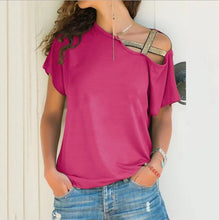 Load image into Gallery viewer, T Shirt Women Tshirt Solid Single Shoulder Off Summer Short Sleeve Sexy Casual V neck Long Sleeve Top Street Clothes Dropship
