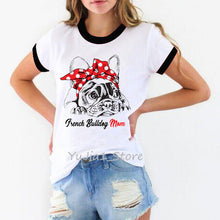 Load image into Gallery viewer, Vintage French bulldog mom print white t shirt women dog lover tee shirt femme summer top female t-shirt camisetas mujer tshirts
