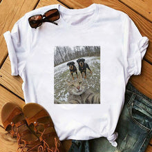 Load image into Gallery viewer, Cute Cat T Shirt Women Casual Funny Print Tshirt Harajuku Kawaii Fashion T-shirt Summer Short Sleeve Top Tees Female Plus Size
