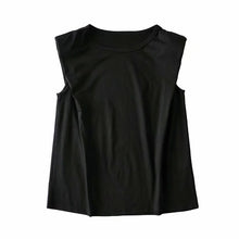 Load image into Gallery viewer, Woman shoulder pads sleeveless Summer Tee Top Tshirt
