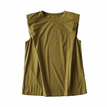 Load image into Gallery viewer, Woman shoulder pads sleeveless Summer Tee Top Tshirt
