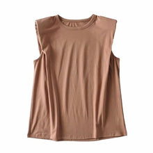 Load image into Gallery viewer, Woman shoulder pads sleeveless Summer Tee Top Tshirt
